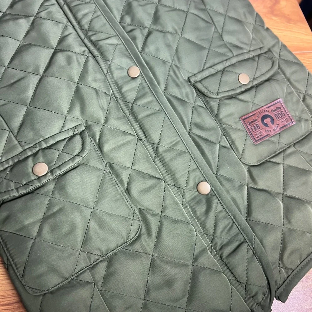 Fab Dog Olive Quilted Barn Coat Dog Jacket‎ Vest 20 Inch Hunting NWT